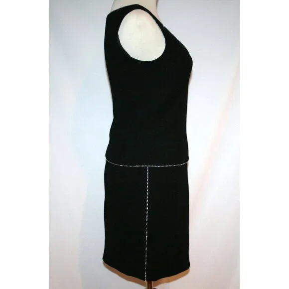 ESCADA Black Wool Crystal Trim 3 pc Evening Suit Jacket Skirt Top 34 US 4